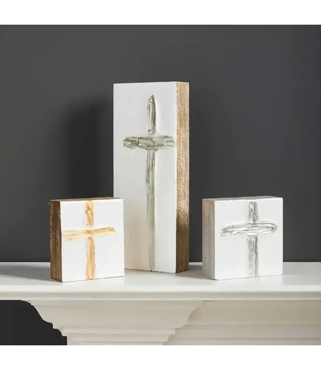 Small Silver Decorative Cross Block