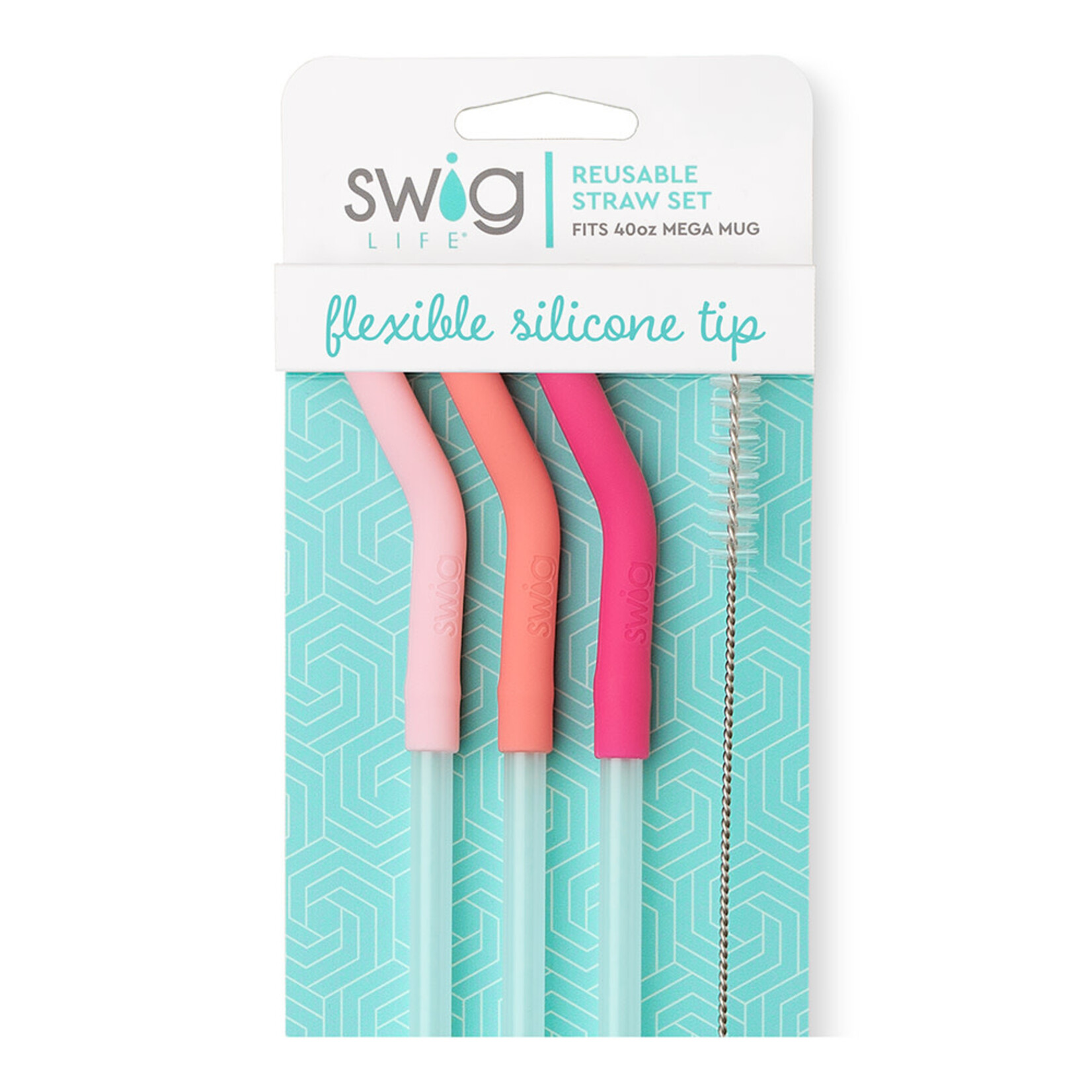 Swig Blush/Coral/Hot Pink Reusable Straw Set