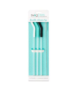 Swig White/Aqua/Black Reusable Straw Set