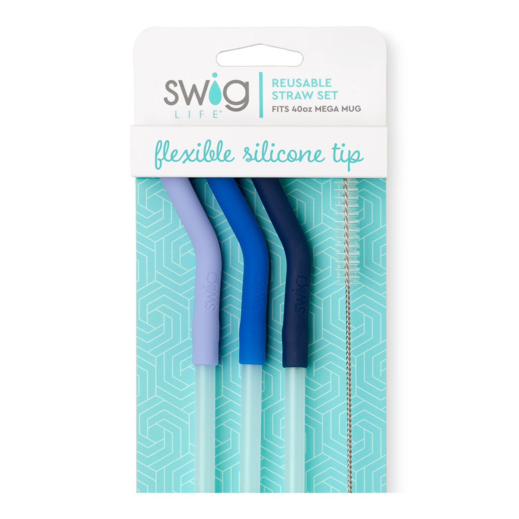 Swig Hydrangea/Blue/Navy Reusable Straw Set