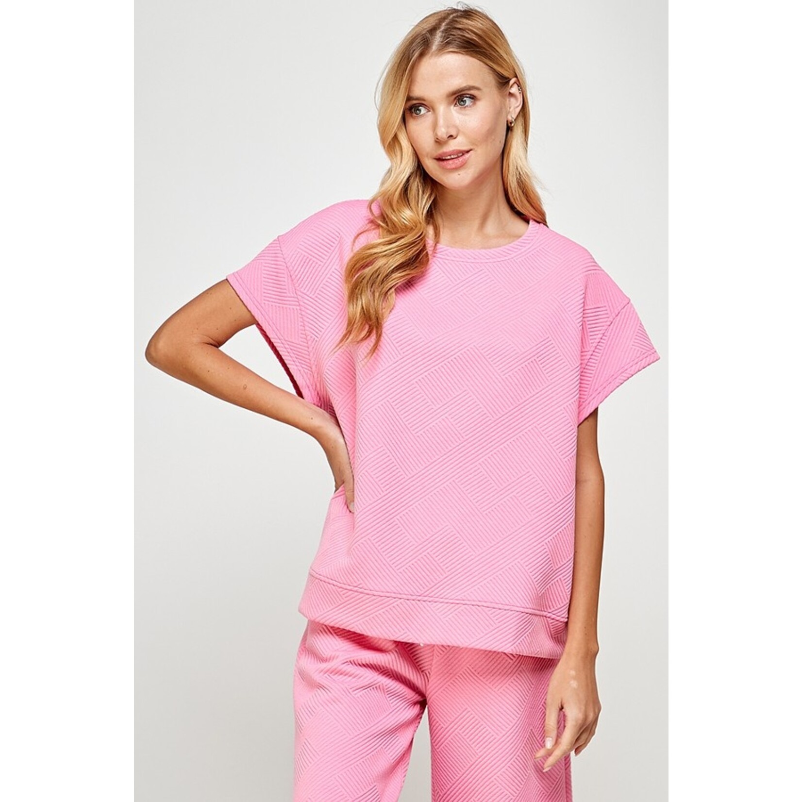 See And Seen Amy Bubble Gum Pink Textured Top