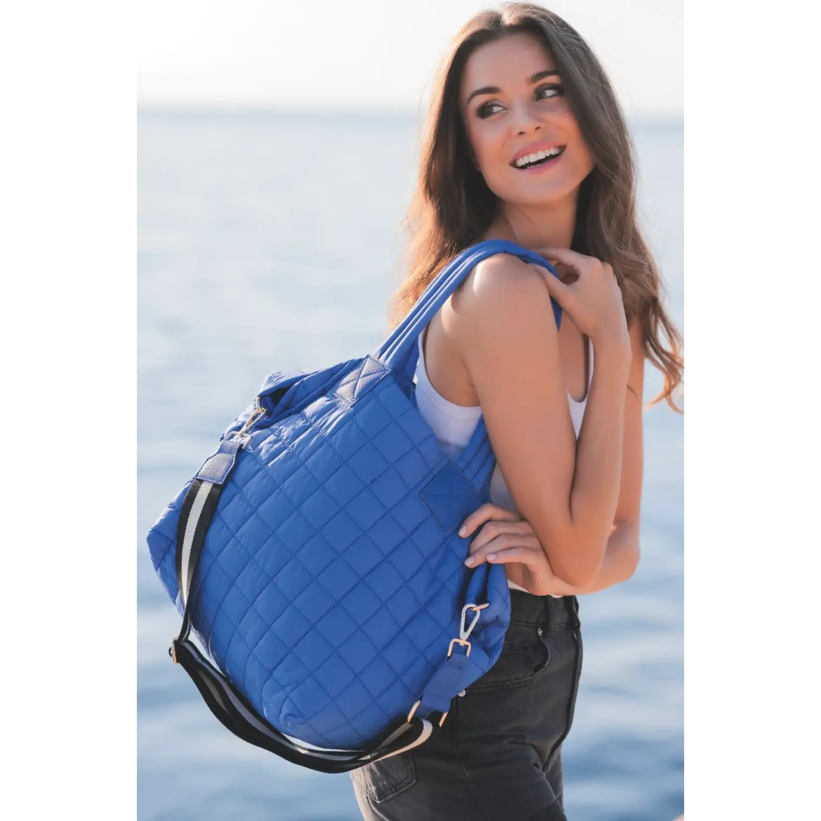 Ezra Ultramarine Quilted Nylon Tote