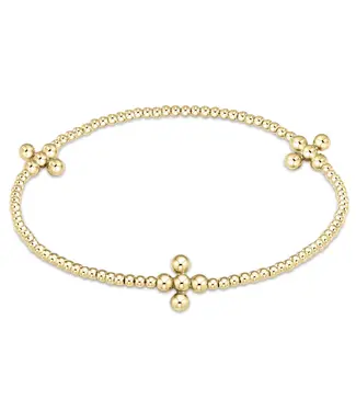 enewton design Enewton Signature Cross Gold Pattern 2mm Bead Bracelet + Classic Beaded Signature Cross Gold 3mm Bead Gold