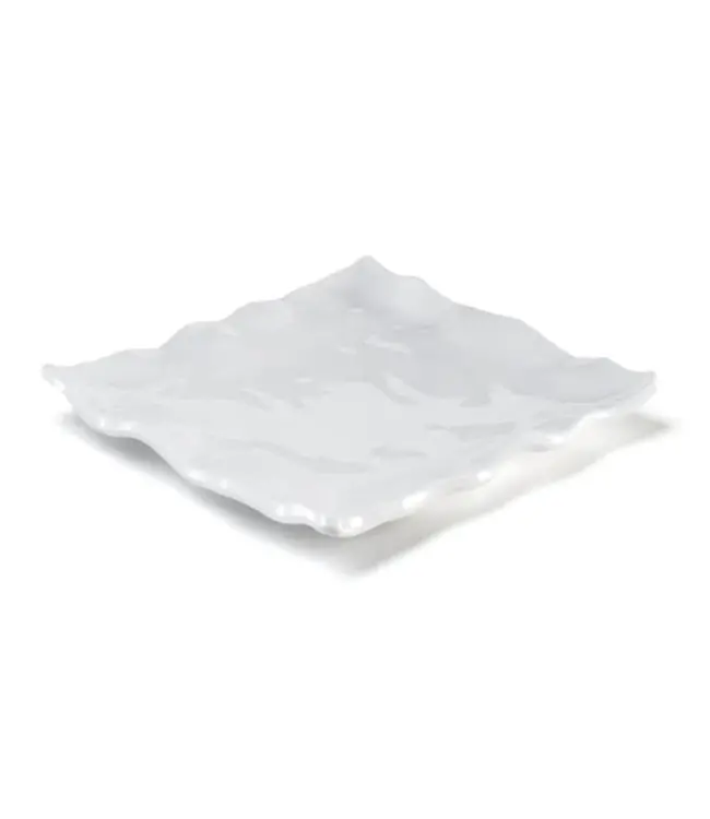 Q Squared Ruffle White Melamine Square Small Platter