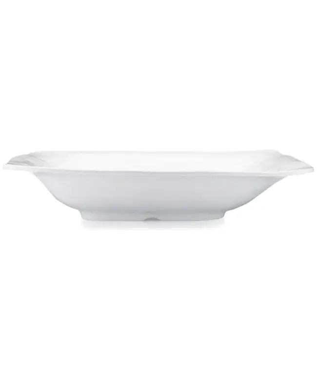 Q Squared Ruffle White Melamine Rectangle Shallow Serving Bowl