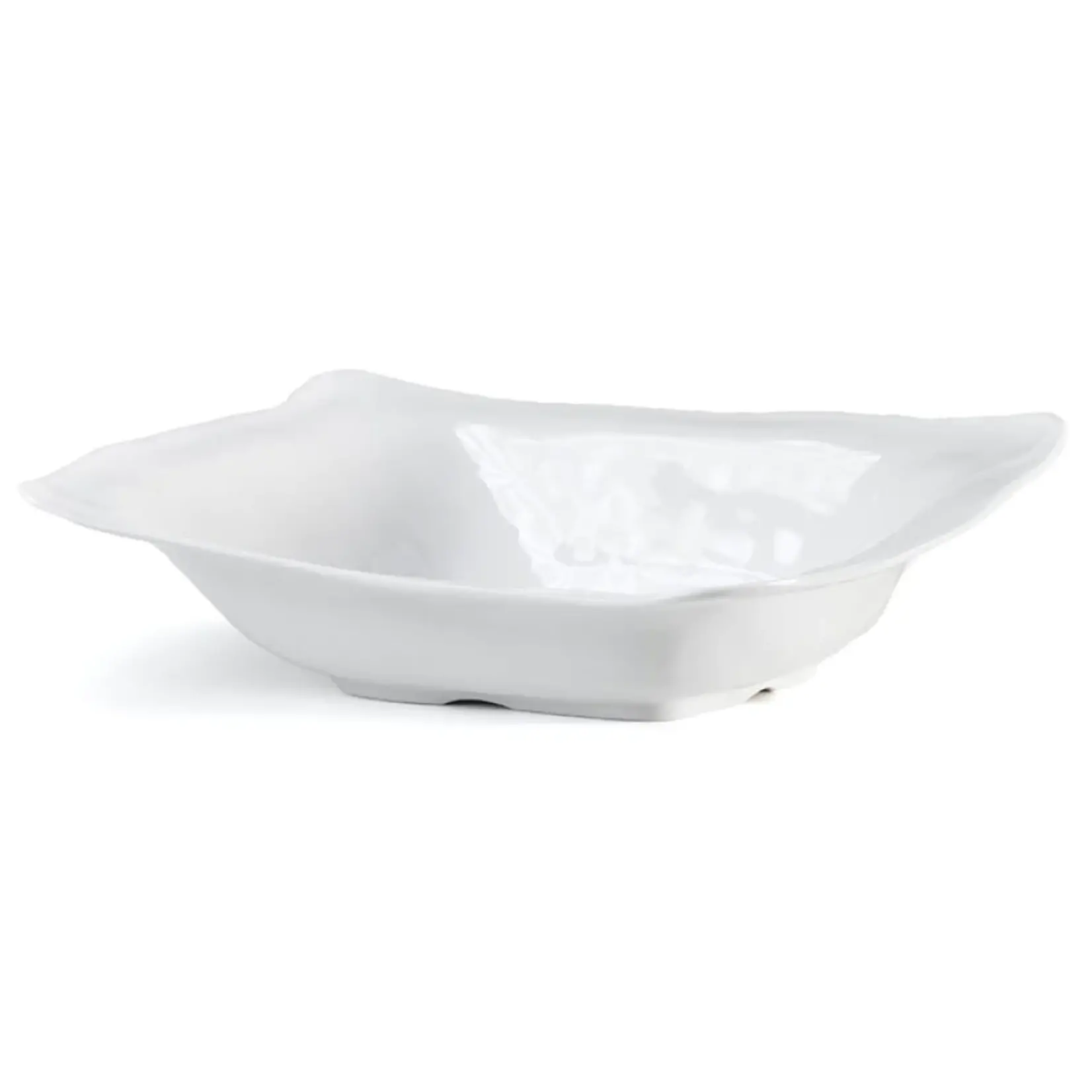 Q Squared Ruffle White Melamine Rectangle Shallow Serving Bowl