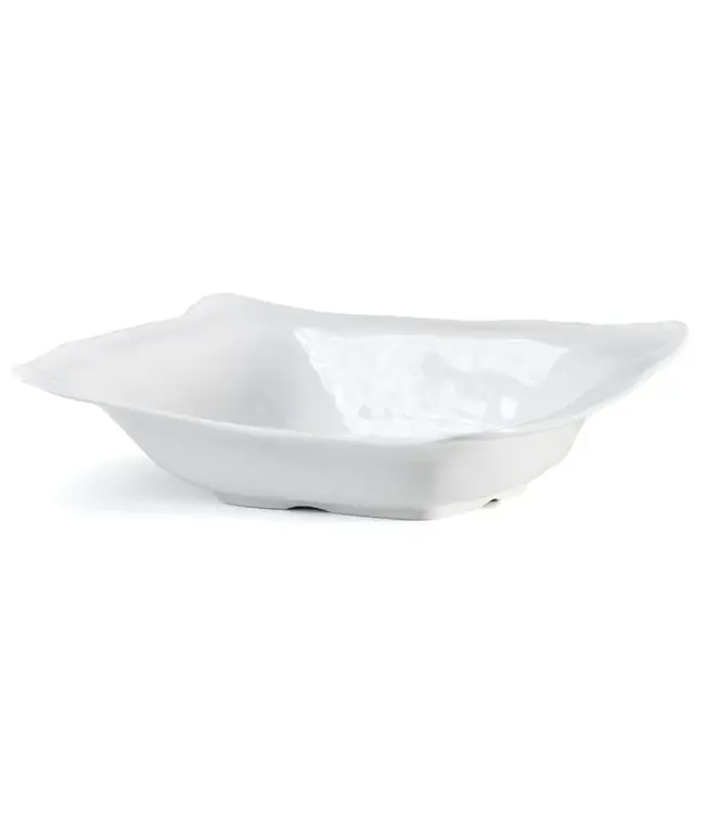 Q Squared Ruffle White Melamine Rectangle Shallow Serving Bowl