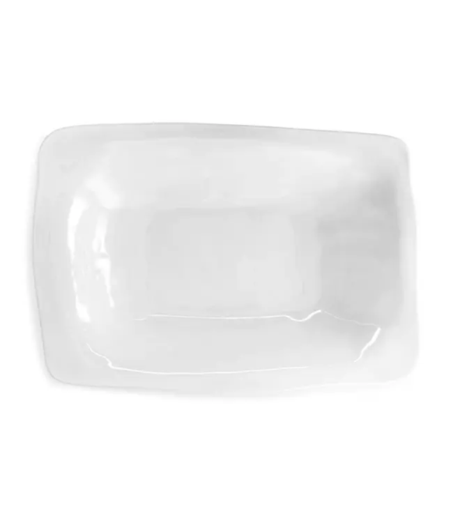 Q Squared Ruffle White Melamine Rectangle Shallow Serving Bowl