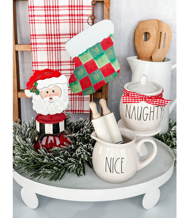 Round Top Mini Checked Stocking Charm