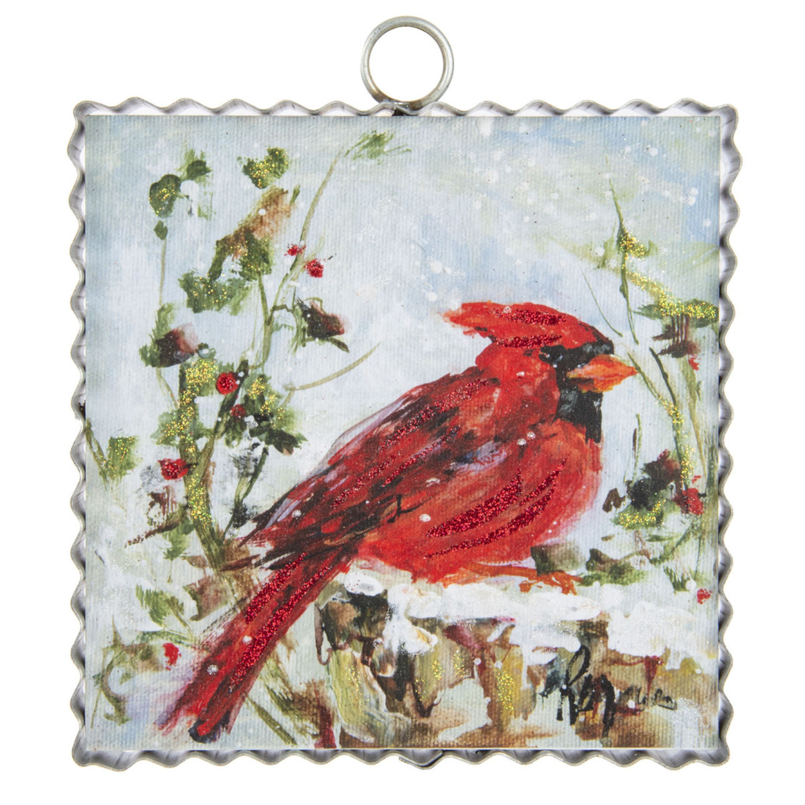 Round Top Mini Perched Cardinal Print