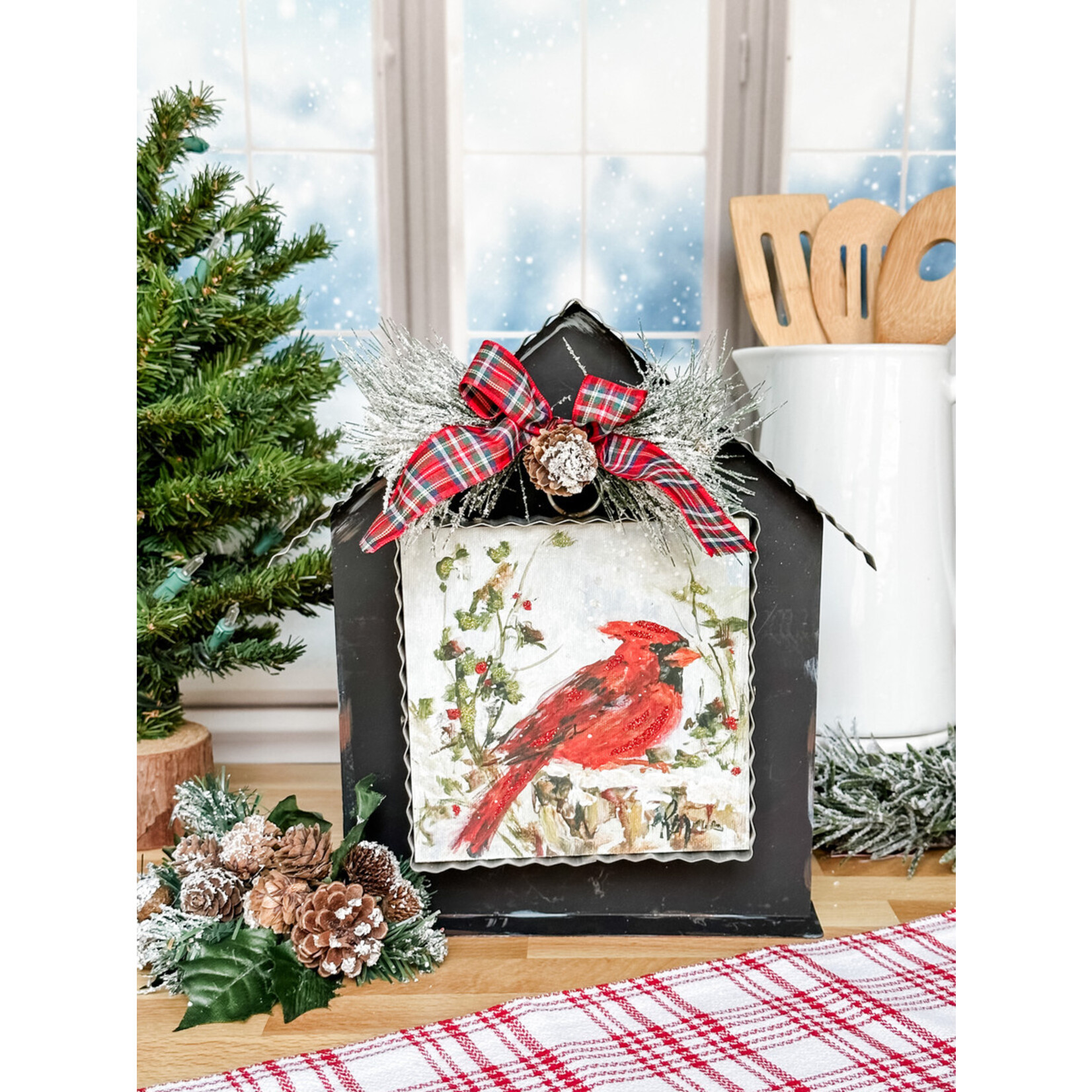 Round Top Mini Perched Cardinal Print