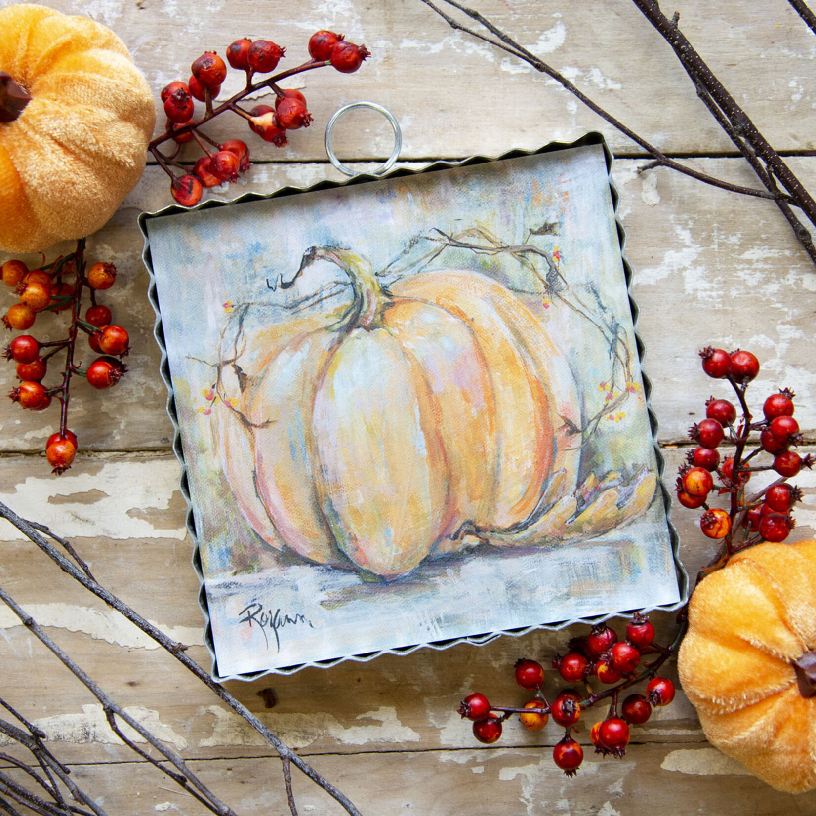 Round Top Mini Orange Bittersweet Pumpkin Print