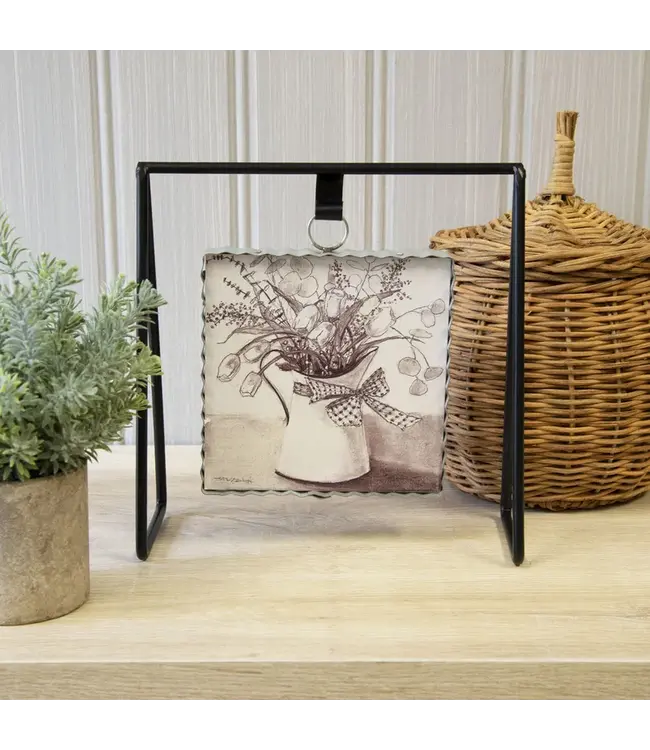 Round Top Black Gallery Art Stand