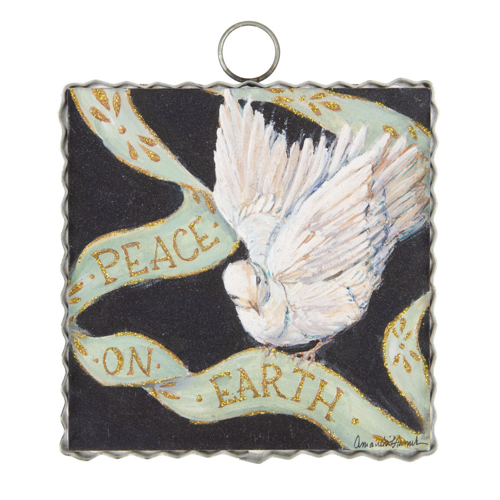 Round Top Mini Peace On Earth Dove Print