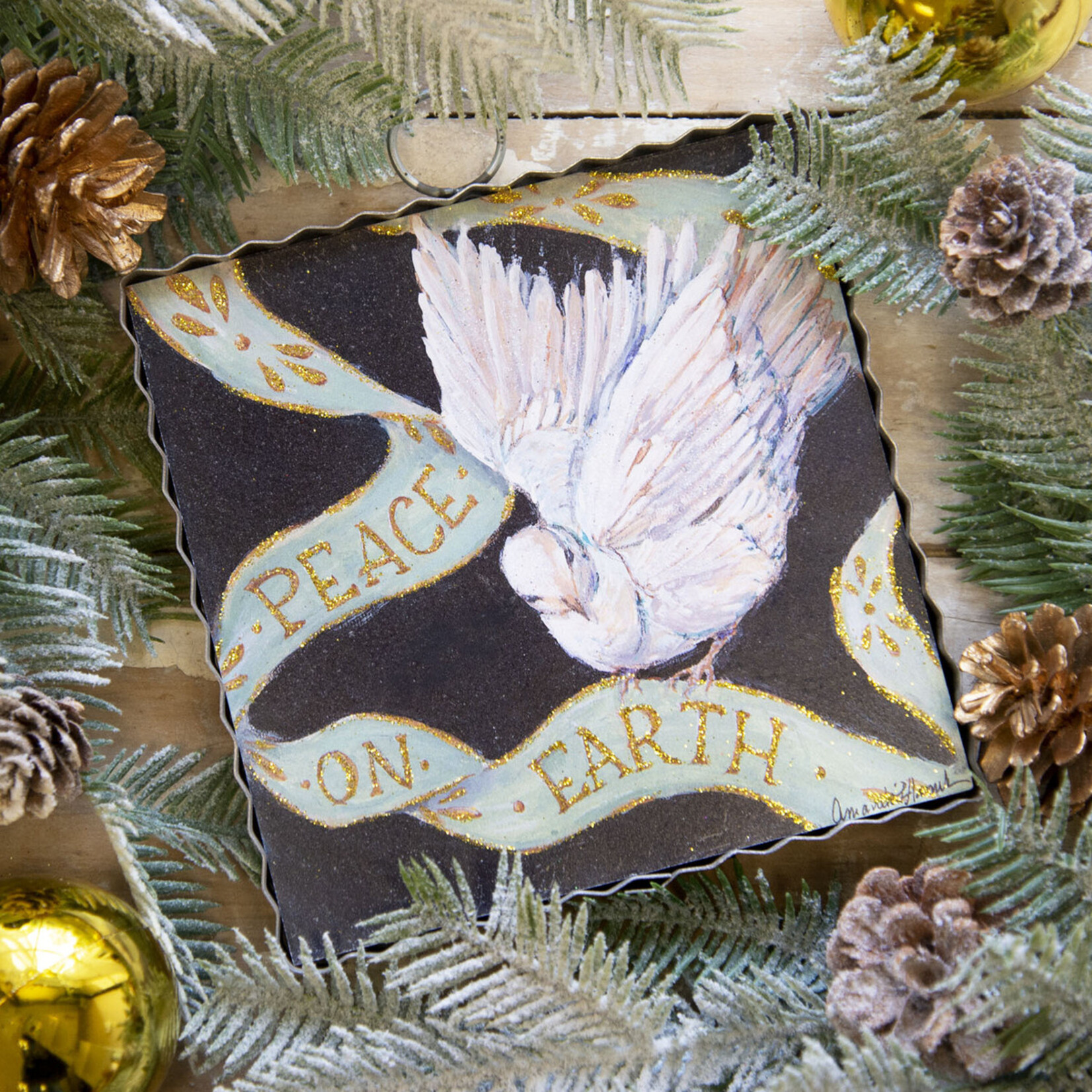 Round Top Mini Peace On Earth Dove Print