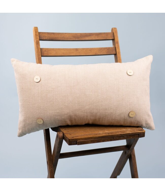 Natural Washed Lumbar Button Pillow