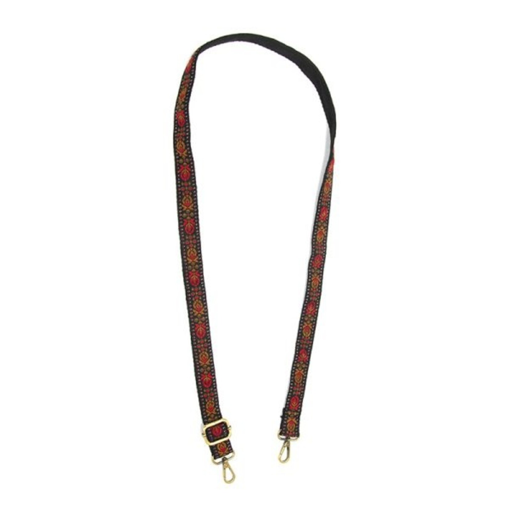 Joy Susan Red Geo Tulip Embroidered Guitar Strap