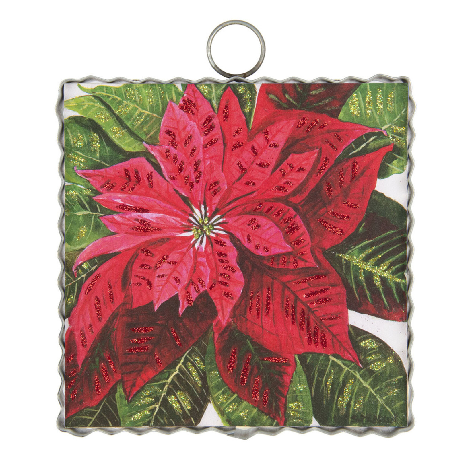 Round Top Mini Brilliant Poinsettia Print