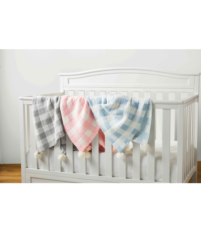 Grey Gingham Chenille Blanket