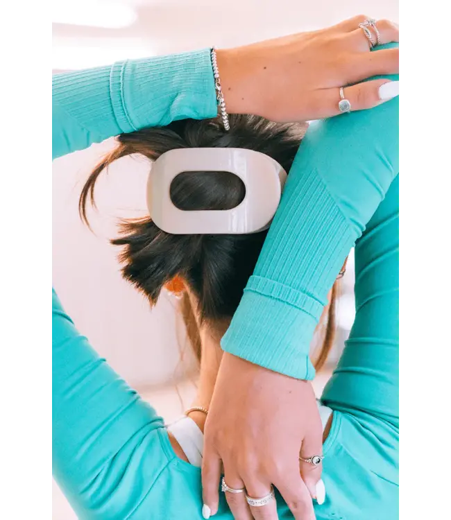 Almond Beige Large Flat Round Clip