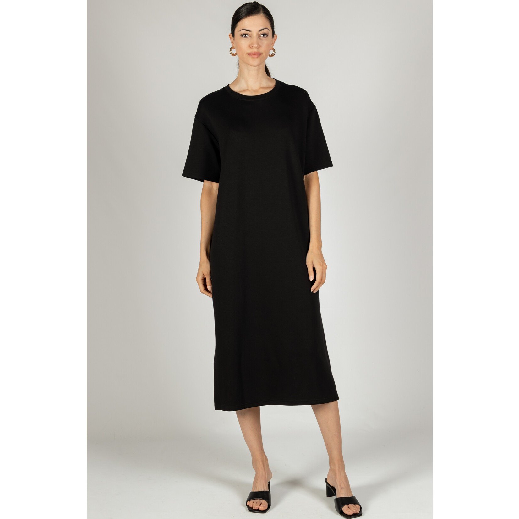 French Terry T-Shirt Dress with Slits – The Apparel Bar