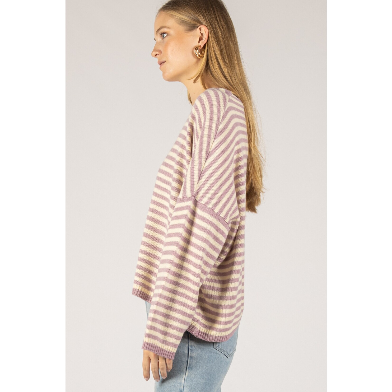 Norah Dusty Mauve Striped Sweater