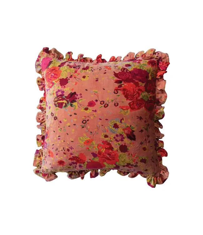 Velvet Floral Pattern Pillow