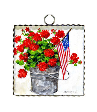 Mini Bucket of Geraniums Print
