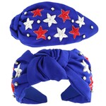 Sophia Collection Patriotic Stars Blue Knotted Headband