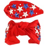 Sophia Collection Patriotic Stars Red Knotted Headband