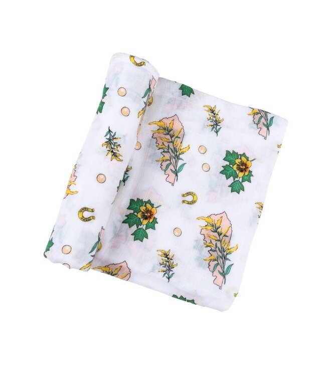 Kentucky Floral Muslin Swaddle Receiving Blanket
