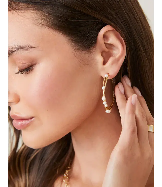 Spartina Swell Hoop Earrings Pearl