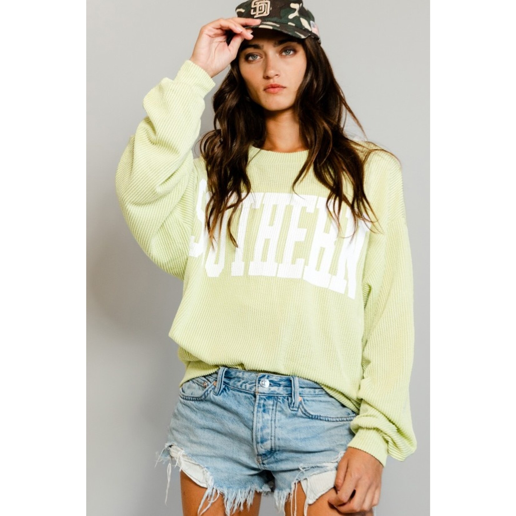 Bucket List Southern Lime Corded Graphic Sweatshirt