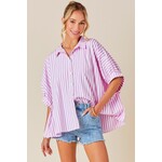Day+Moon Madison Pink/White Striped Blouse