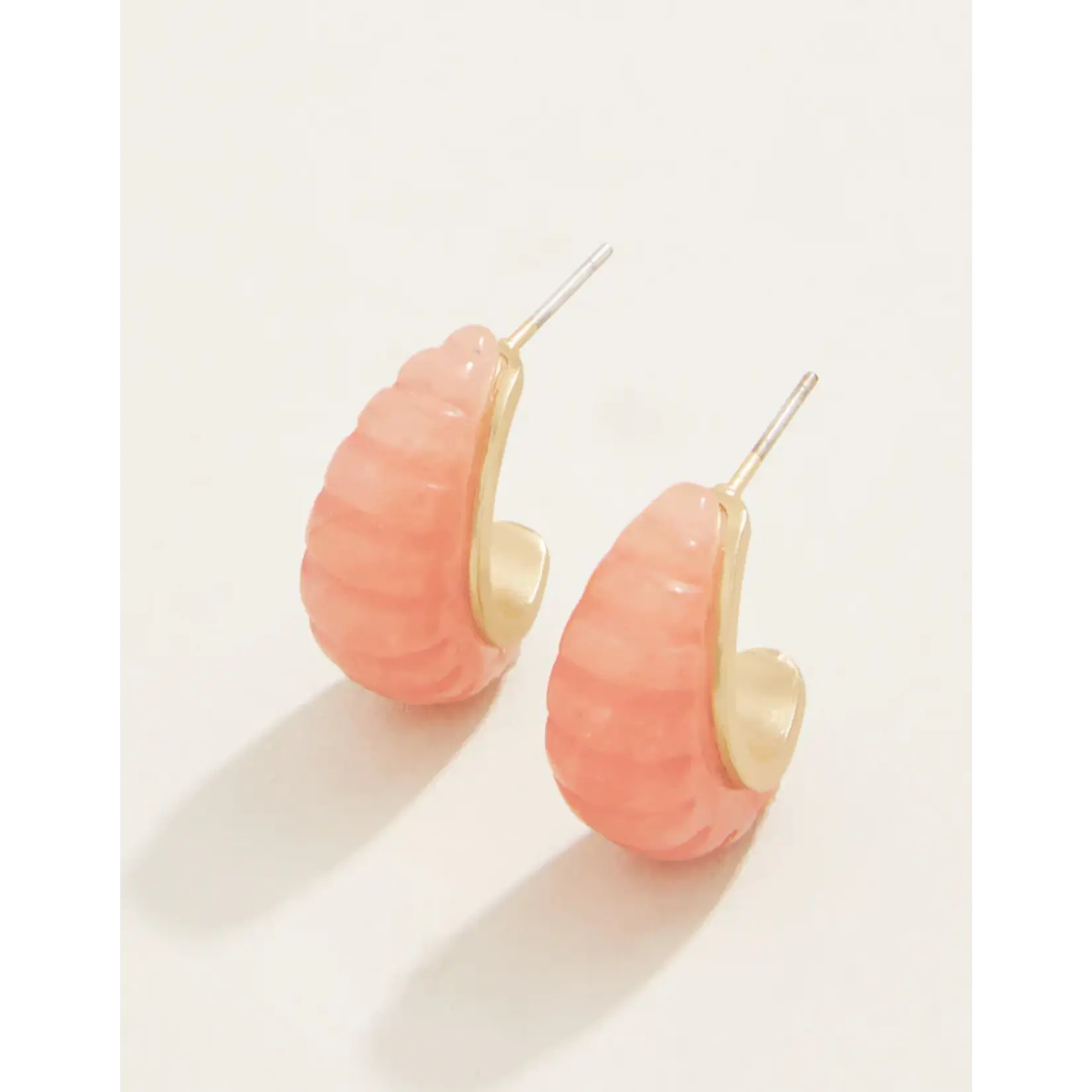 Spartina Carved Hoop Earrings Coral