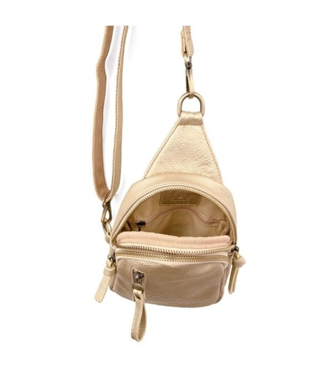 Joy Susan Skyler Metallic Gold Sling Bag