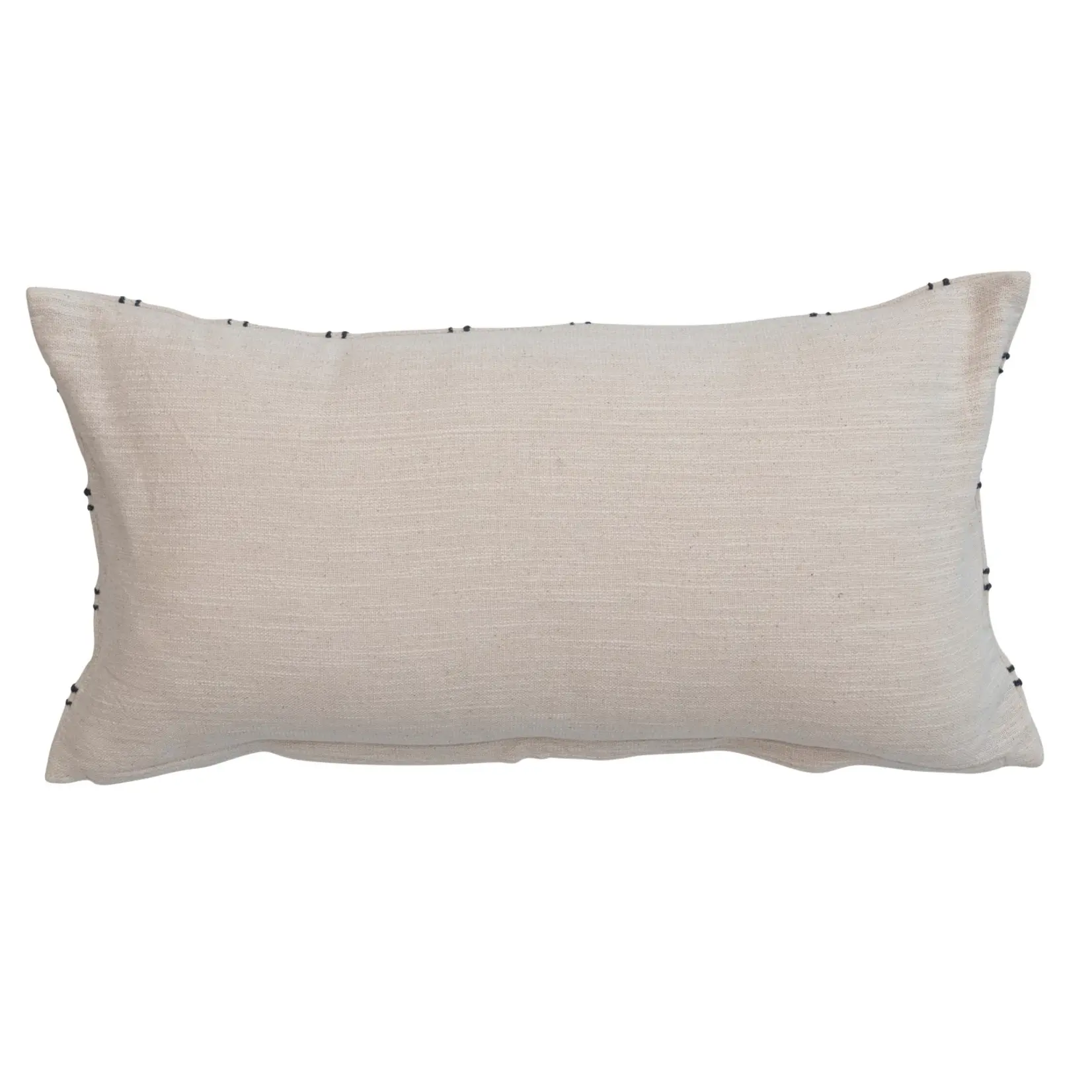 Cotton Slub Embroidered Lumbar Pillow