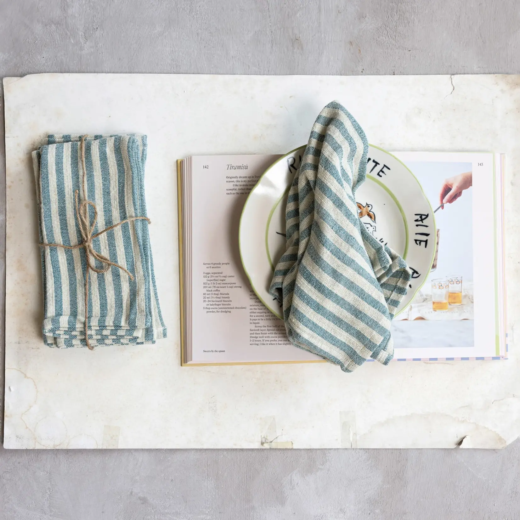 Bistro Blue Woven Cotton Napkins