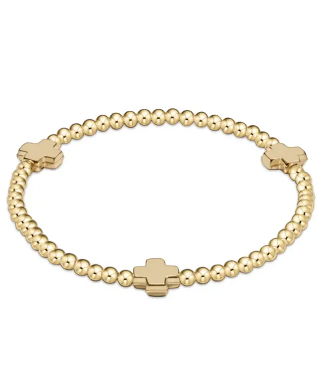 Enewton Signature Cross Gold Pattern 3mm Bead Bracelet