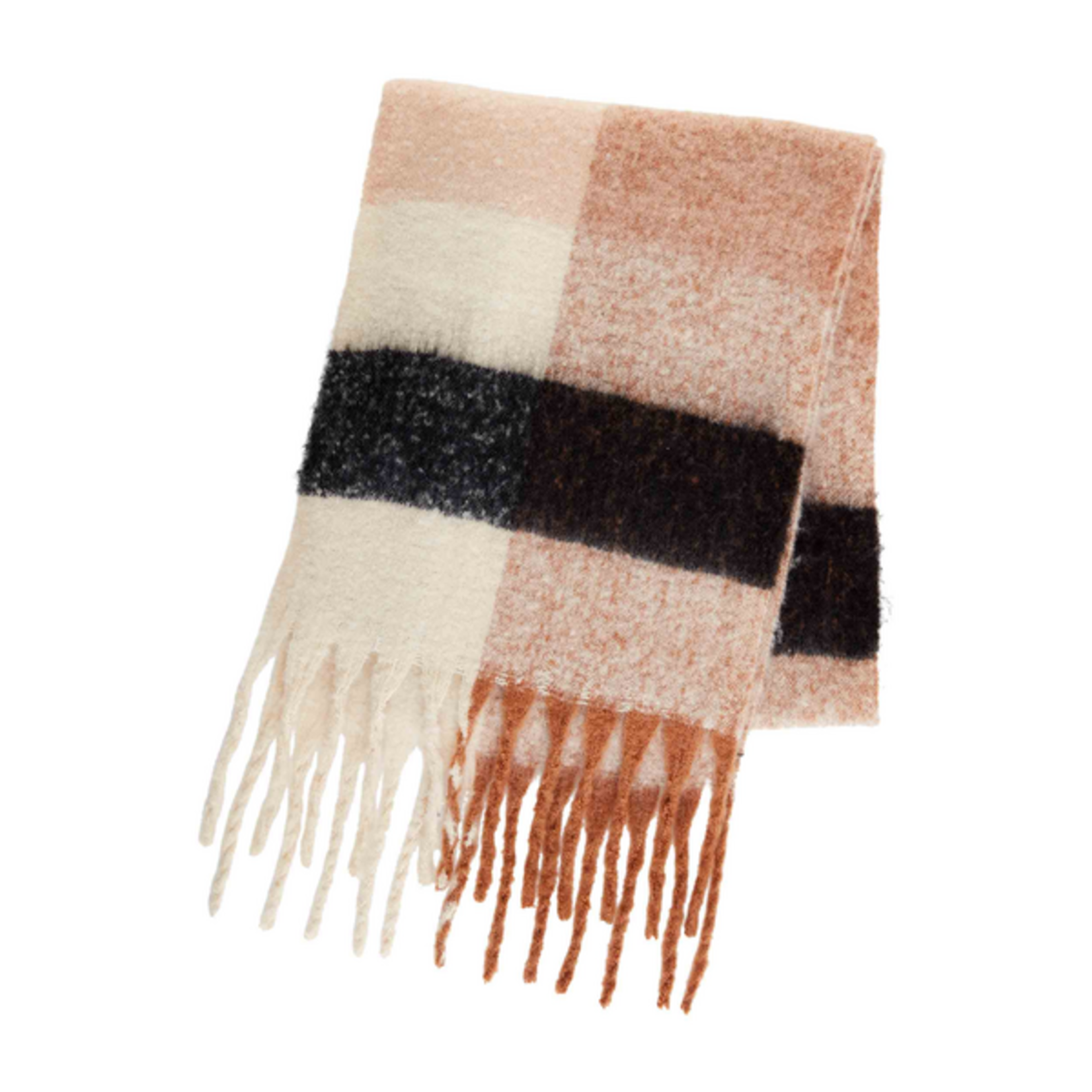 Tan Neutral Check Scarf