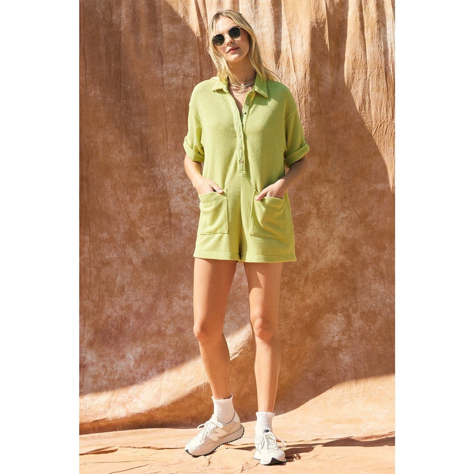 Illa Illa Harper Pistachio Waffle Romper