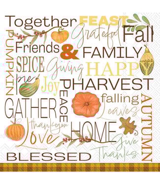 Fall Words Cocktail Napkins