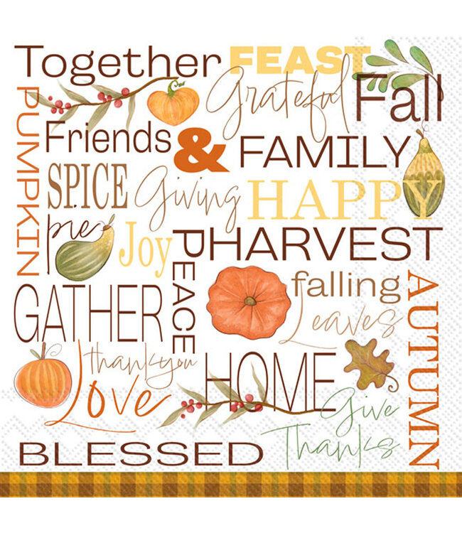 Fall Words Cocktail Napkins