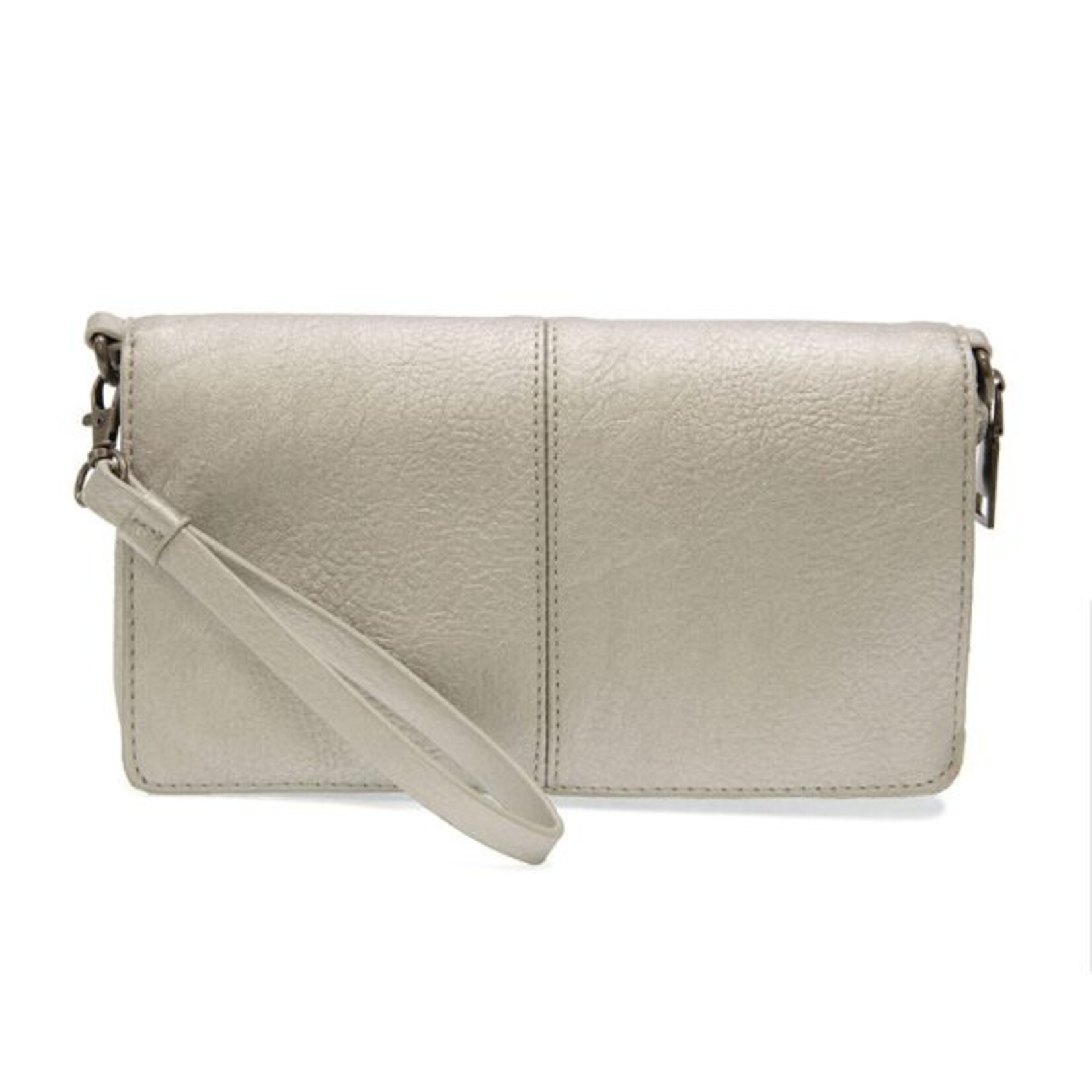 Joy Susan Everly Metallic Silver Flap Crossbody