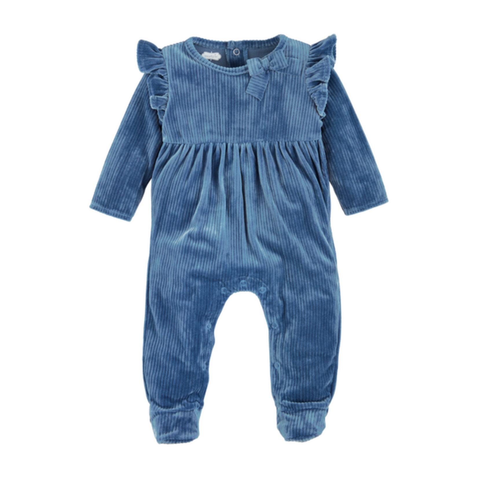 Blue Velour Baby Footie 0-3M