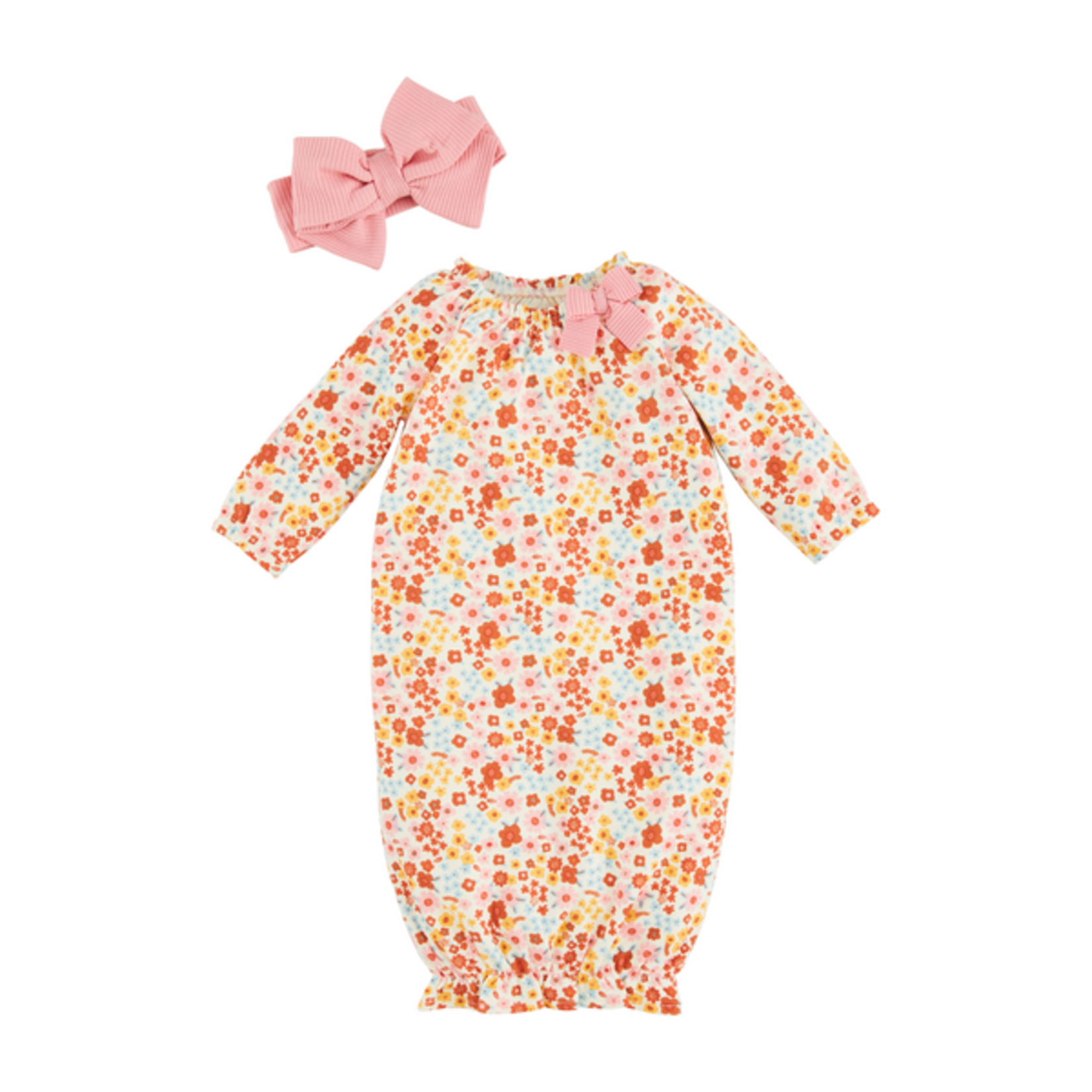 Fall Floral Gown & Headband Set 0-3M