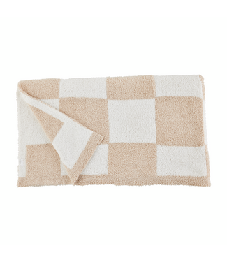 Tan Chenille Checkered Blanket
