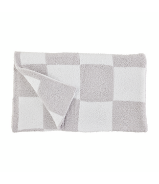 Gray Chenille Checkered Blanket
