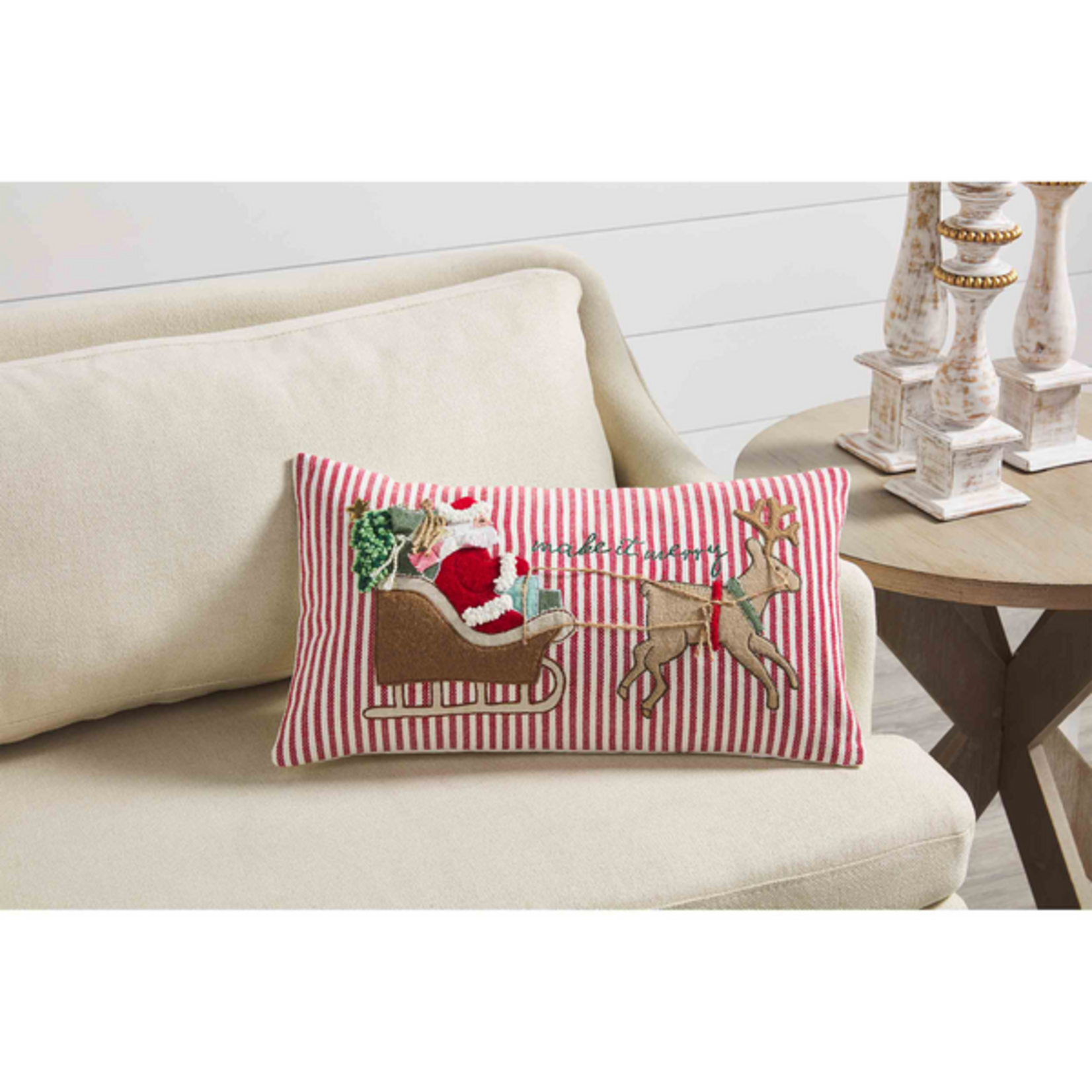 Sleigh Embroidered Pillow