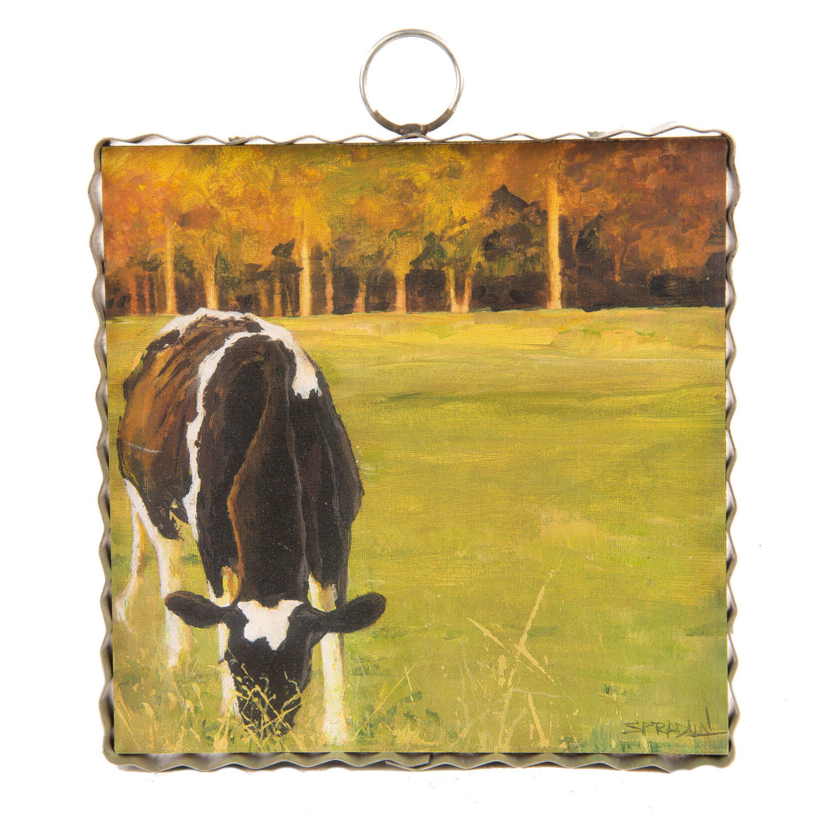 Round Top Mini Grazing Milk Cow Print